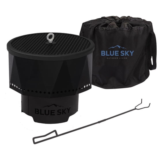 Blue Sky Outdoor Living Steel Ridge Portable Fire Pit with Spark Screen and Screen Lift, Black