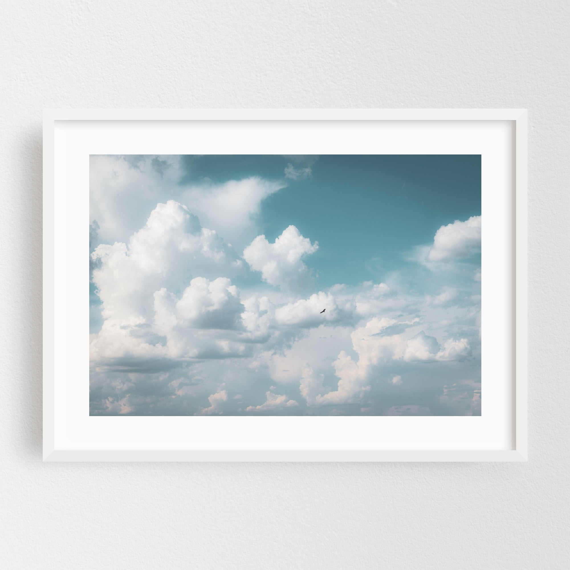 Picture of Blue Sky - Photography Nature Minimalist Landscape Pastel White Framed Wall Art Print 16 x 24 ...