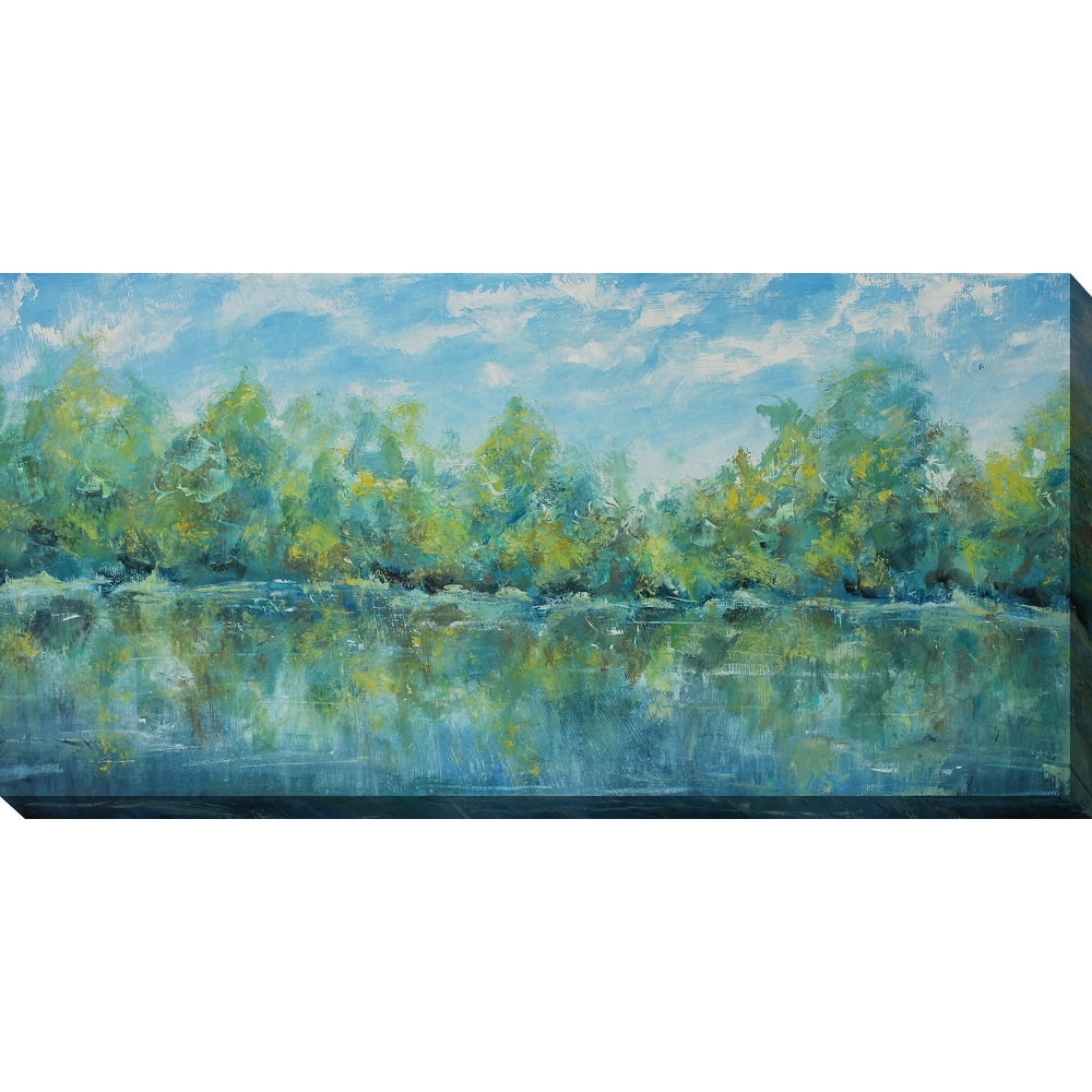 Blue and Green Abstract Landscape Canvas Print