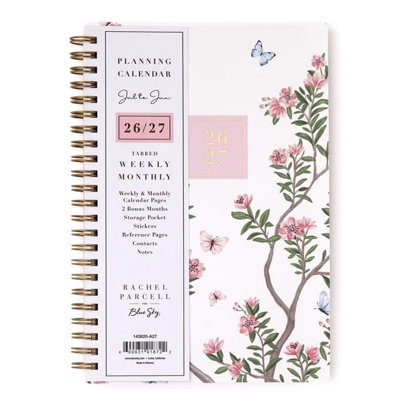 Blue Sky Rachel Parcell 2026-2027 Weekly and Monthly Academic Year Planner Calendar, July 2026 - June 2027, 5" x 8", Flexible Cover, Wirebound, Laminated Tabs, Storage Pocket, Stickers, Cherie