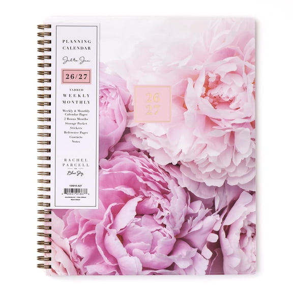 Blue Sky Rachel Parcell 2026-2027 Weekly and Monthly Academic Year Planner Calendar, July 2026 - June 2027, 5" x 8", Flexible Cover, Wirebound, Laminated Tabs, Storage Pocket, Includes Sticker, Peony