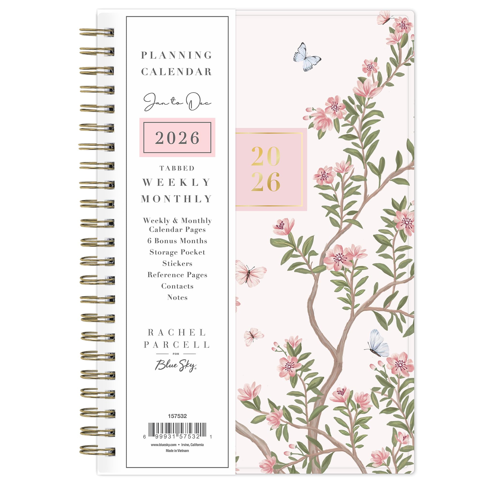 Blue Sky Rachel Parcell 2026 Weekly and Monthly Planner Calendar ...