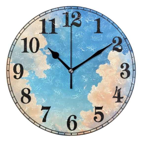 Blue Sky Scene Silent Wall Clock 10" Non-Ticking Battery Clock