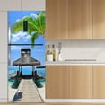 Blue Sky Sea Beach Fridge Door Wrap Mural Sticker Waterproof PVC Forest ...