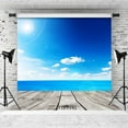 Blue Sky Sea Vinyl Field Photographic Background for Photo Shoot Props