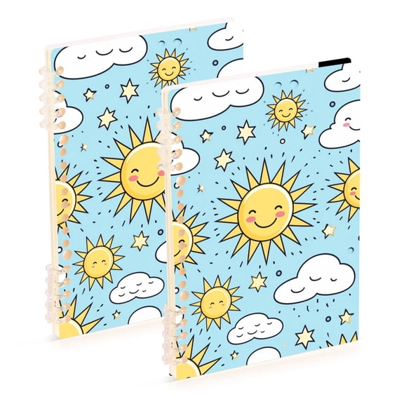 Blue Sky Sun Clouds Stars Cute Notebook Detachable Coil Notebook Diary Plan Book A5 Size 60 Pages 1 Pack