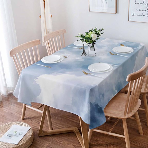 Blue Sky Tablecloth Rectangle Table Cloth 52x70 , Waterproof Tablecloth Outdoor Table Cloth, Cloud Gradient Natural Landscape Scenery Washable Table Cover for Kitchen Dining Party