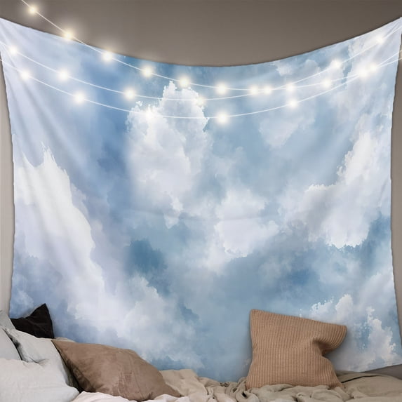 Blue Sky Tapestry for Bedroom Wall Hanging Tapestry, Cloud Gradient Natural Landscape Scenery Ceiling Backdrop Tapestries Poster Blanket Wall Decor for Teens Room Living Room Dorm 55" x 73"