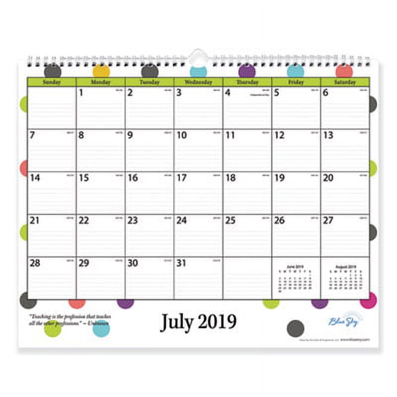 Blue Sky Teacher 202021 15" x 12" Wall Calendar, Dots