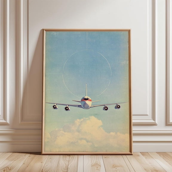 Blue Sky Vintage Jet Poster, Unframed Canvas 8x10in