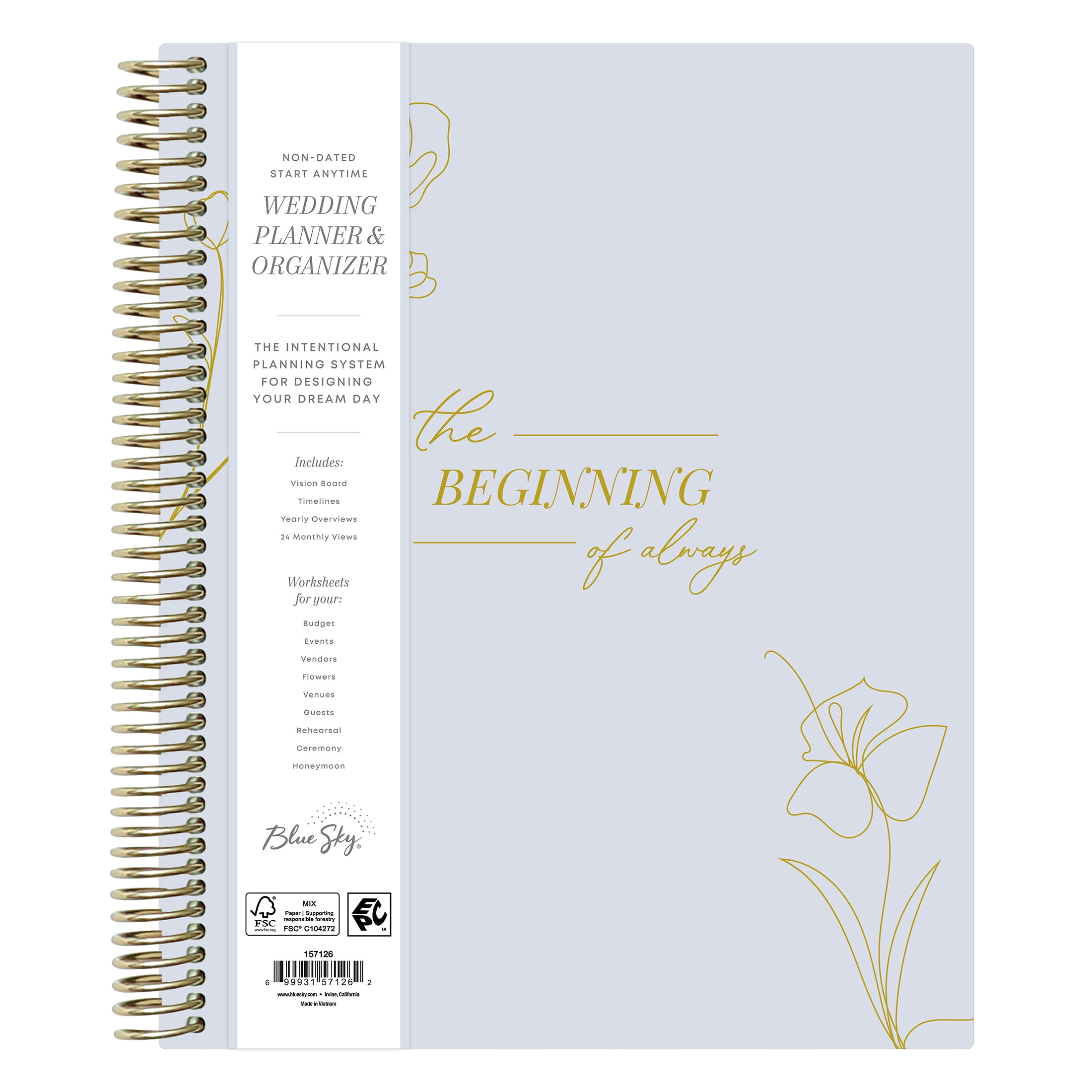 Blue Sky Wedding Non-Dated Planner, 8.5" x 11", Love Air