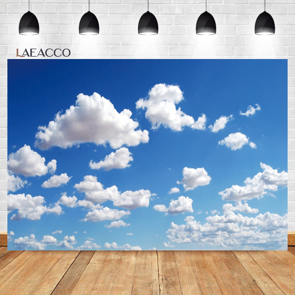 Simple Blue Sky White Cloud Circle Birthday Backdrop