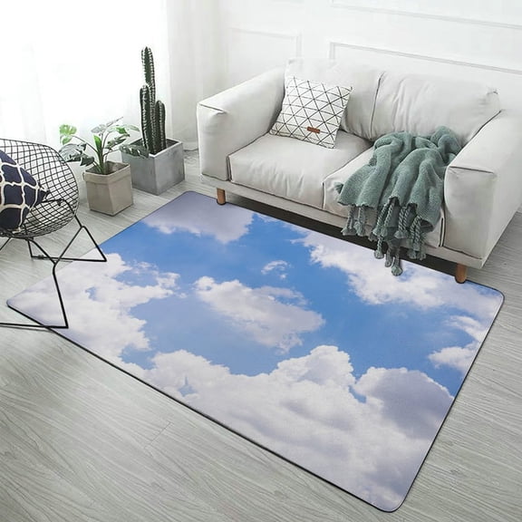Blue Sky White Cloud Scenery Natural Area Rugs Carpet Suitable for Living Room Kitchen Bedroom Laundry Room Home Decorations