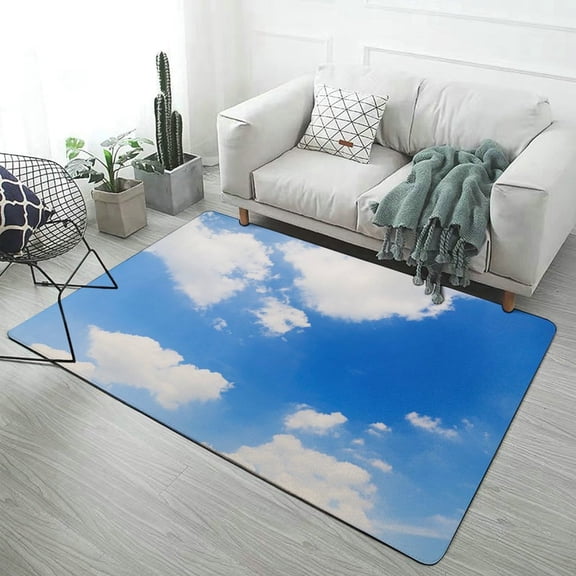 Blue Sky White Cloud Scenery Natural Area Rugs Carpet Suitable for Living Room Kitchen Bedroom Laundry Room Home Decorations