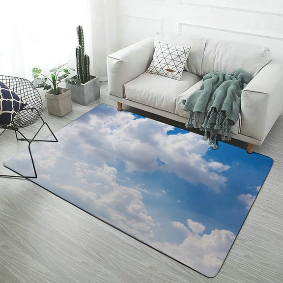 Blue Sky White Cloud Scenery Natural Area Rugs Carpet Suitable for Living Room Kitchen Bedroom Laundry Room Home Decorations