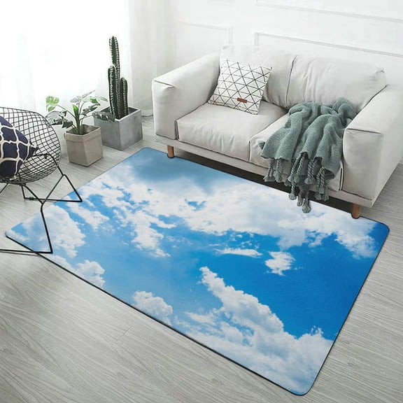 Blue Sky White Cloud Scenery Natural Carpet for Home Decoration Rugs for Bedroom Room Living Room Bathroom Entrance Door Non-slip Comfort Mat