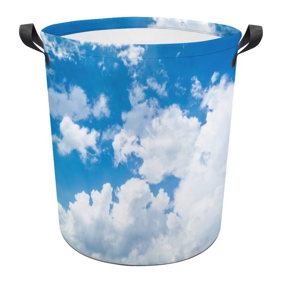 Blue Sky White Cloud Scenery Natural Print Foldable Laundry Basket for Clothes Storage Hamper