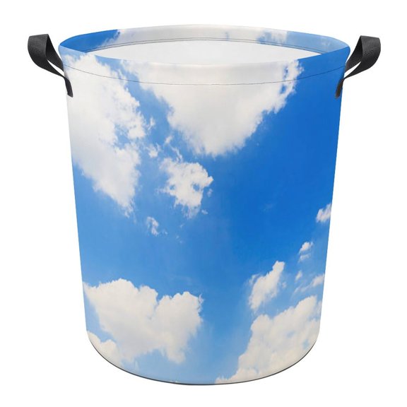 Blue Sky White Cloud Scenery Natural Print Foldable Laundry Basket for Clothes Storage Hamper