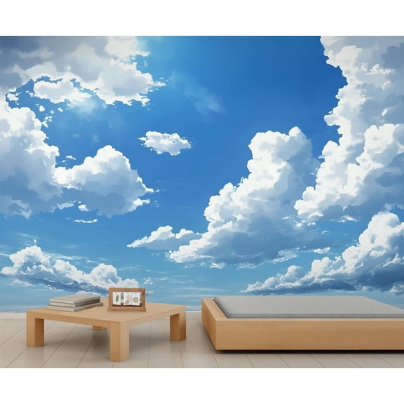 Blue Sky White Cloud Wall Mural - Natural Scenery Murals, Modern Large Wall Murals For Living Room, Sky Clouds Mural 118"W x 83"H (Not Peel and Stick)