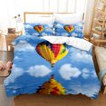 thumbnail image 1 of Blue Sky White Cloudhot-air Balloon Duvet Cover for Children Boys for Room Warm ration Bedding Set 3pcs with Zipper, 1 of 5