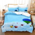 thumbnail image 1 of Blue Sky White Cloudhot-air Balloon Duvet Cover for Children Boys for Room Warm ration Bedding Set 3pcs with Zipper, 1 of 5