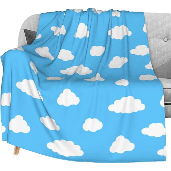 Blue Sky White Clouds Flannel Fleece Throw Blanket 50"x60" Living Room/Bedroom/Sofa Couch Warm Soft Bed Blanket for Kids Adults All Season