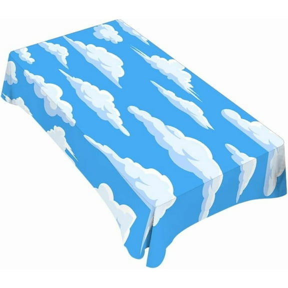 Blue Sky and White Clouds Tablecloth Decor Cloud Vector Set Collection Graphic Clip Art Design Table Cloth Dining Room Kitchen Table Cover 60" X 84" Oblong/Rectangle