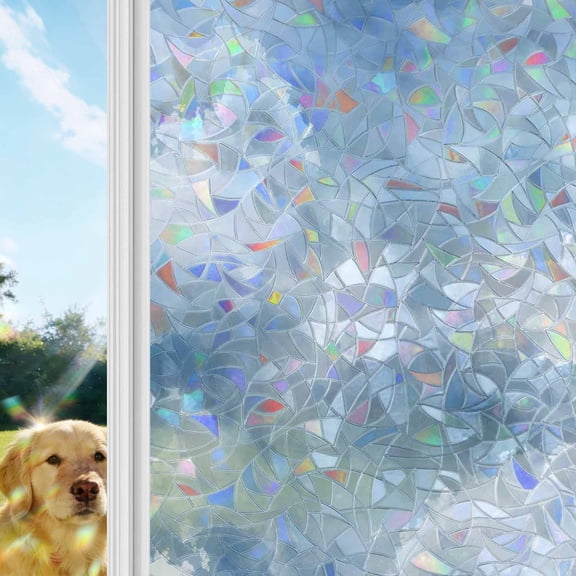 Blue Sky Window Privacy Film Stain Glass,Reusable Decorative Rainbow Window Film,Cloud Gradient Natural Landscape Scenery Static Cling Sun Blocking Stickers Decals Covers 29.5" x 118" (2pcs)