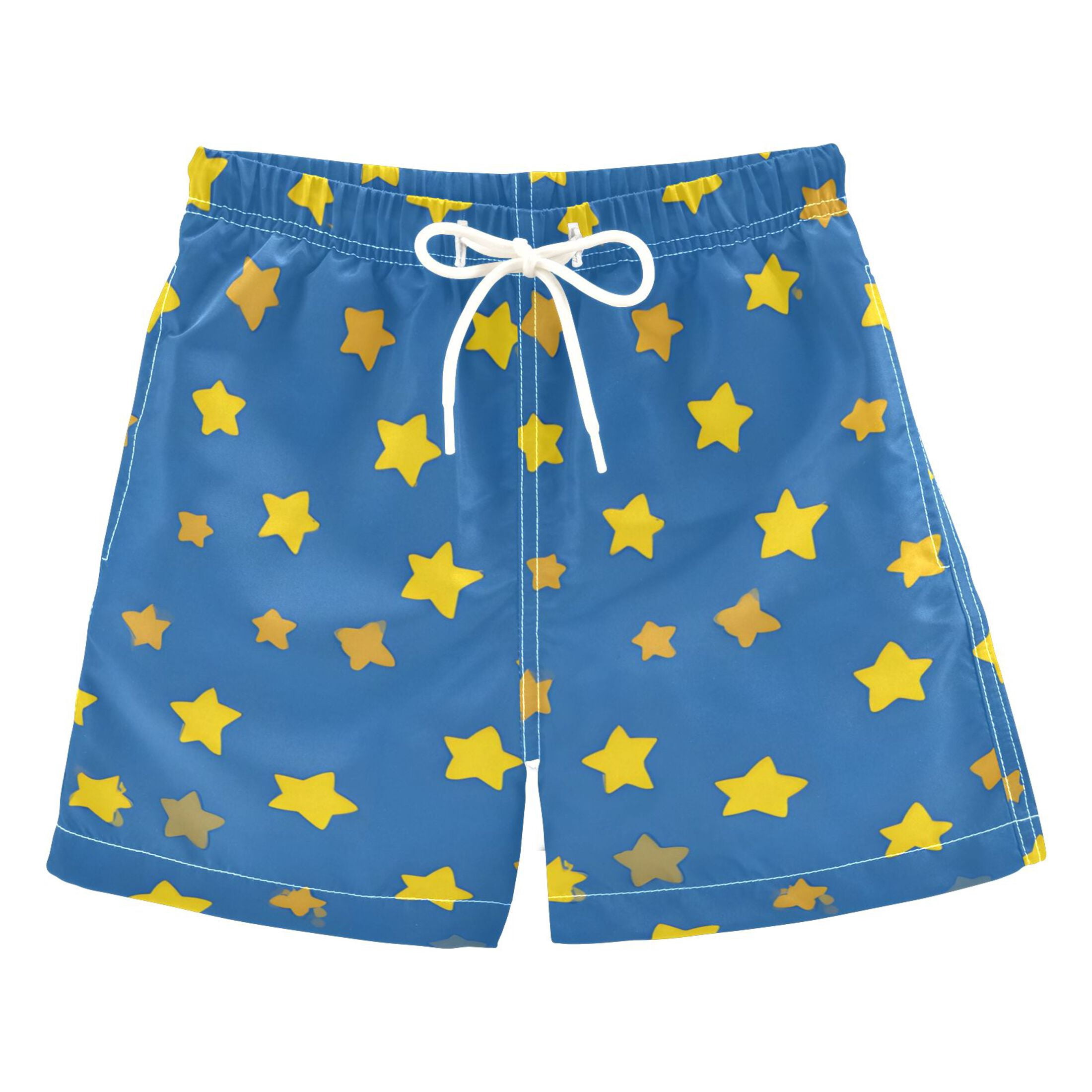 Blue Sky Yellow Stars Swim Trunks Quick Dry Beach Pool Board Shorts ...