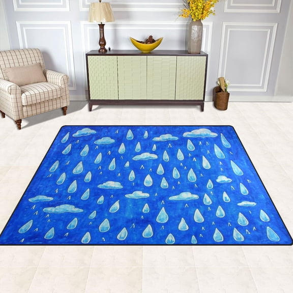 Blue Sky and Rain 63''x48'' Plush Memory Foam Bath Mat, Soft, Absorbent, Non Slip, Durable
