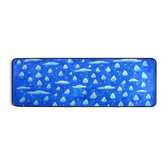 Blue Sky and Rain 72x24" Runner Rug, Non-Slip Memory Foam Cushion, Anti-Crease for Hallways and Bedrooms