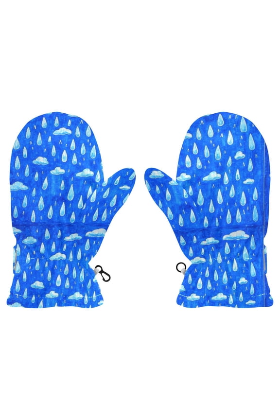 Blue Sky and Rain Cold Weather Mittens Cozy Gloves with Adjustable Fit Perfect for Outdoor Fun