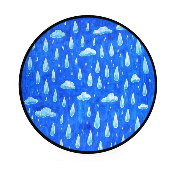 Blue Sky and Rain Memory Foam Bath Mat 36" Absorbent Rug with Non Slip Base and 4 Bonus Pads