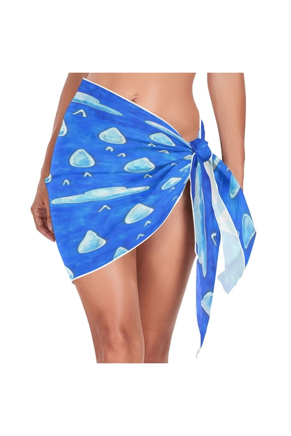 Blue Sky and Rain Triangle Beach Wrap Women's Swimwear Cover Up Sun Protection Quick Dry Summer Fashion Versatile Use