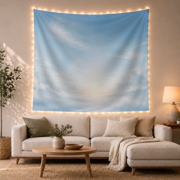 Blue Sky and Sun Rays Tapestry