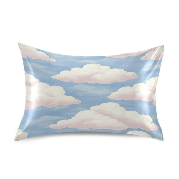 Blue Sky and White Clouds Satin Pillowcase 20''x26'' Double-Sided Print Soft Wrinkle Resistant