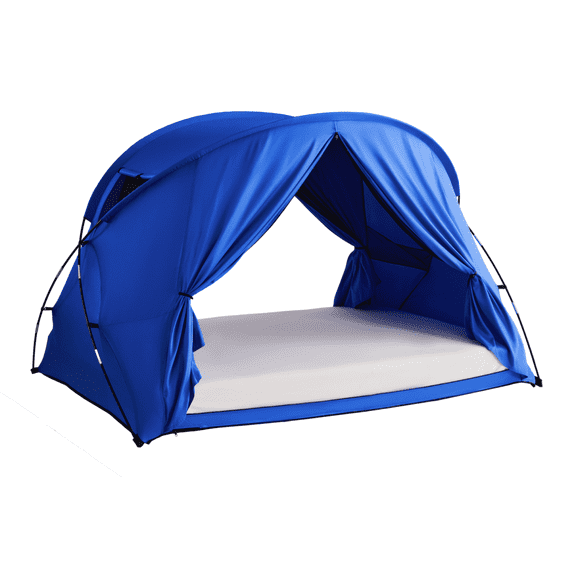 Blue Sleep Twin Size Net Bed Tent Adults Kids,Privacy Blackout Bed Tents Canopy Mosquito Mesh Windows