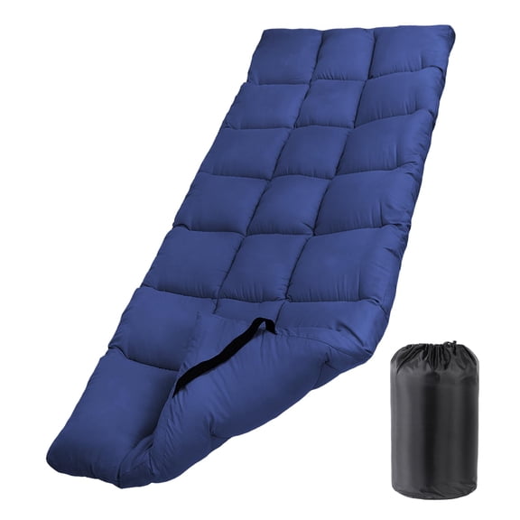 Blue Sleeping Pad 75"x30" Soft Lightweight Quilted For Camping, RV Bunk, Narrow Beds