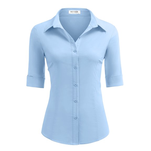 Blue Slim Fit Collared Dress Shirt Wrinkle Free Button Up (Clear Blue XXL)