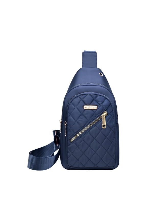 Blue Sling Bag For Men Women Shoulder Backpack Chest Bag Fashion Embroidery Diamond Daypack With Earphone Hole For Hiking Camping Outdoor 1Pc 0.34 Lb