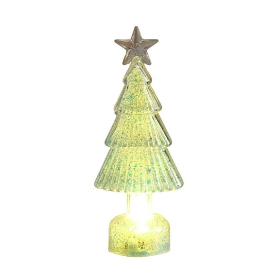 Blue Small Glowing Christmas Tree Night Light, 15Cm Height With Plastic Base, Battery Powered For Desk Shelf Decor