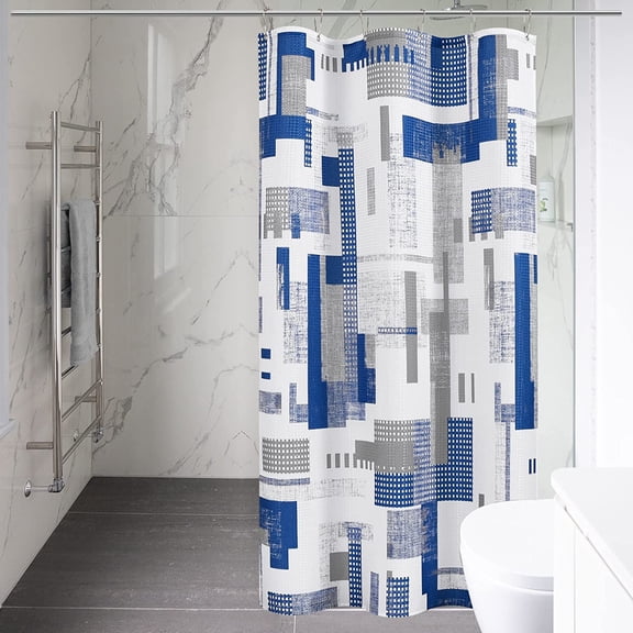 Blue Small Shower Curtain 36 Inch Modern Ombre Abstract Shower Curtains for Bathroom Men Decor Navy Blue Grey White Decorative Bathroom Curtains for Shower Stall Bath Tubs, Dark Indigo 36x72