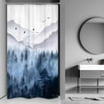 thumbnail image 1 of Blue Small Stall Shower Curtain for Bathroom Decor 36Wx72H Mens Narrow Rv Misty Tree Woodland Smoky Mountain Half Art Printed Art Printed Fabric Polyester Waterproof 7 Pack Plastic Hooks, 1 of 6