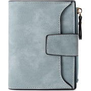 Yzhappy Small Wallet for Women, Bifold Compact Breathable Soft Leather Wallet with Card Holder, Zipper Coin Pocket and ID Window, Blue