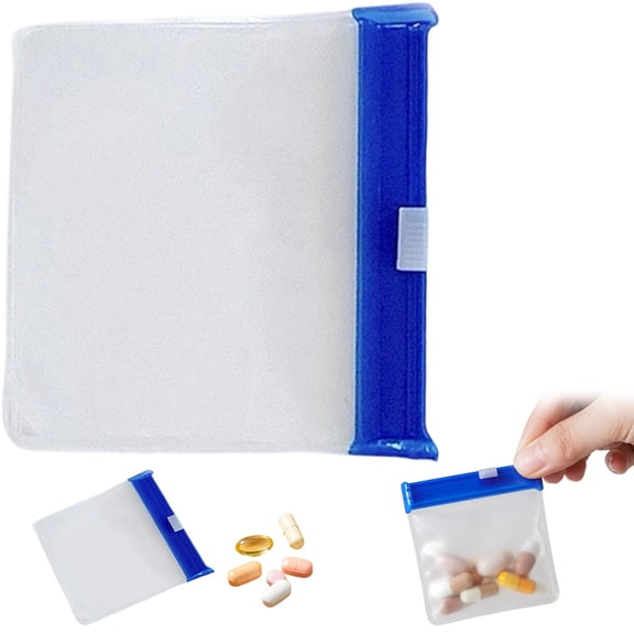 Blue Small Zipper Pouch, Reusable Waterproof Bag for Supplements – Compact Size for Purse Pocket, Spill Proof Container for Snacks Pills, Travel Essential for Road Trip
