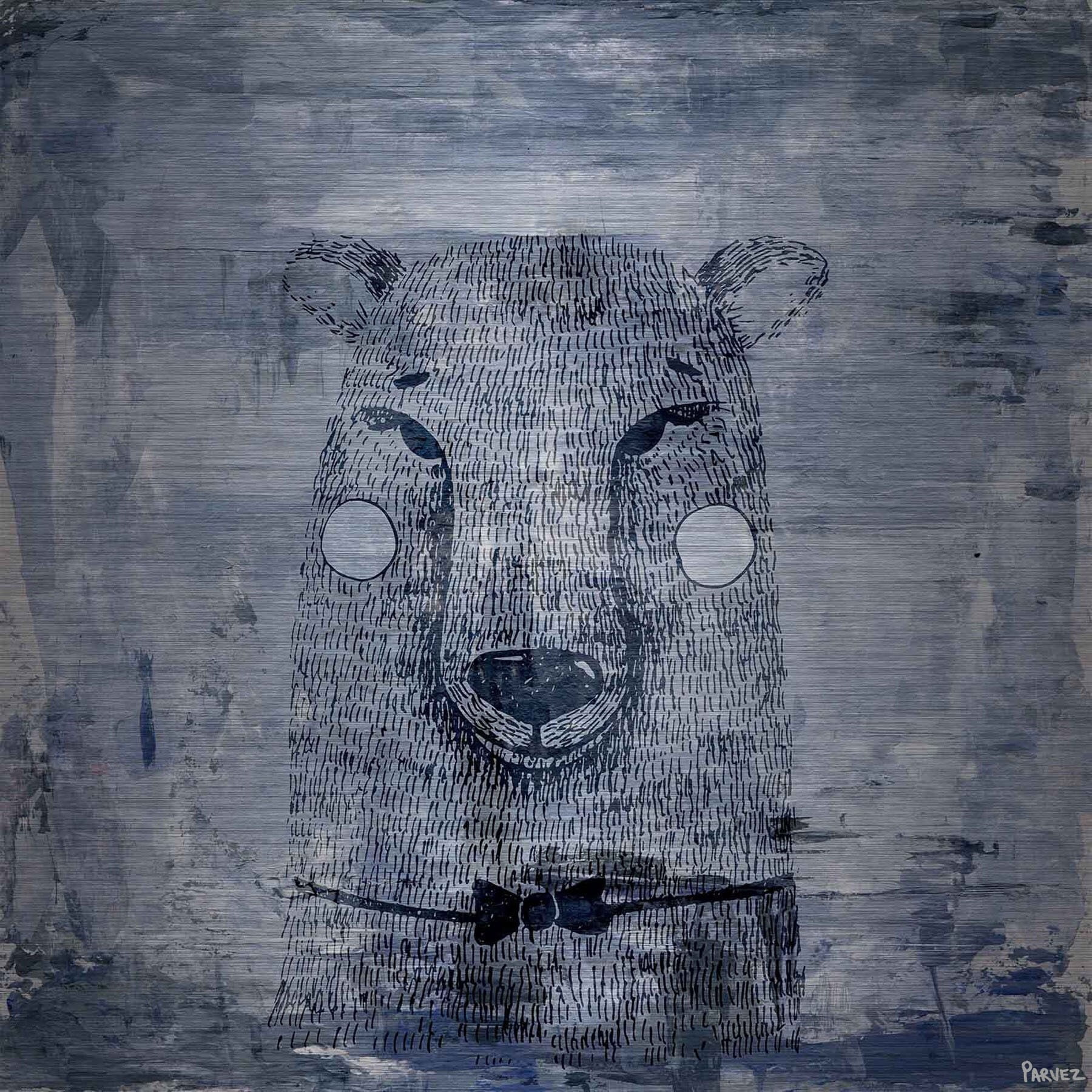 "Blue Smile" Painting Print on Brushed Aluminum