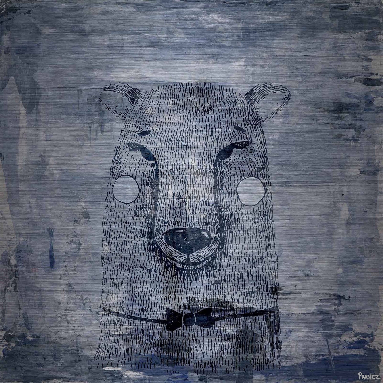 "Blue Smile" Painting Print on Brushed Aluminum