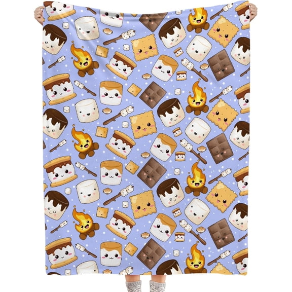 Blue Smore Cookie Blanket-Smore Gift for Users Men Women-Soft Flannel Lightweight Blanket for Sofa Bed Birthday Festival Camping Outdoors 60"x80" for Adults