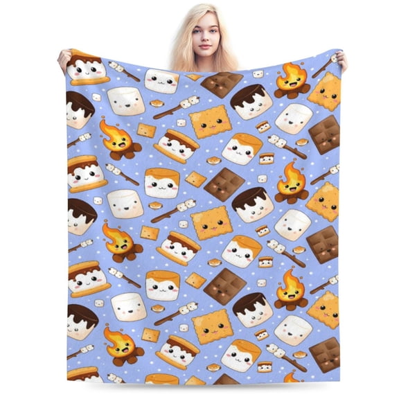 Blue Smore Cookie Blanket-Smore Gift for Users Men Women-Soft Flannel Lightweight Blanket for Sofa Bed Birthday Festival Camping Outdoors 50x40