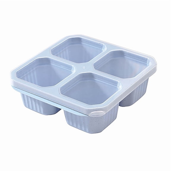(Blue) Snack Containers 4 Compartments Snack Boxes For Adults Kids Wheat Straw Meal Prep Reusable Food Storage Lunch Containers